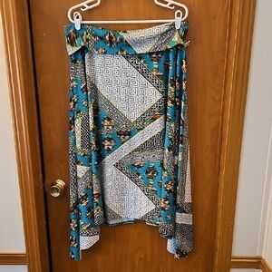 Chic Geometric Blue Midi Skirt